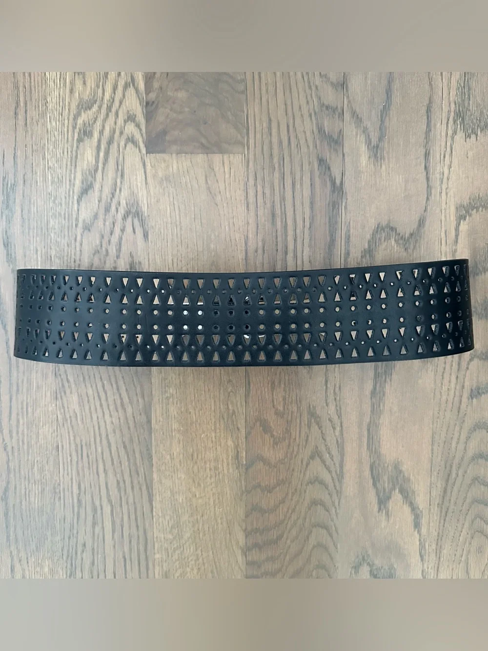 BCBGMaxAzria Perforated Cutout Wide Waist Belt in Black Medium